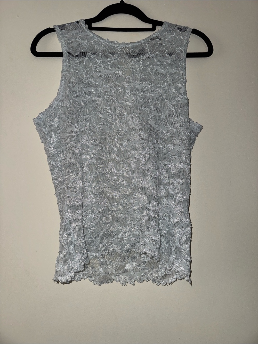 Coco Club Light Blue Lace Sleeveless Top Size Medium